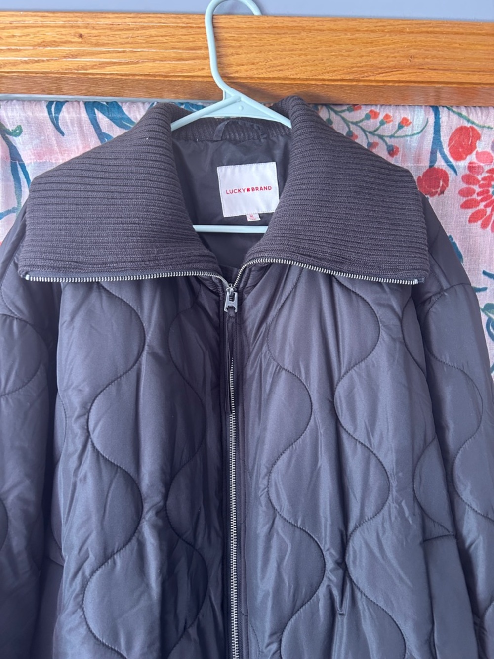 Lucky Brand Quilted Zip Jacket in black